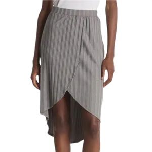 Go Couture Wrap High Low Ribbed Knit Women’s Grey Summer Skirt Resort Fashion